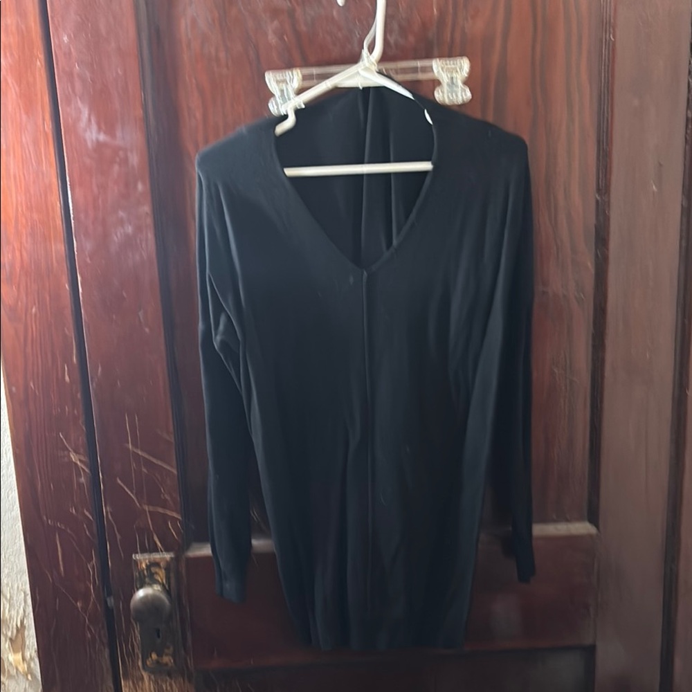 Black V-Neck Women's Top